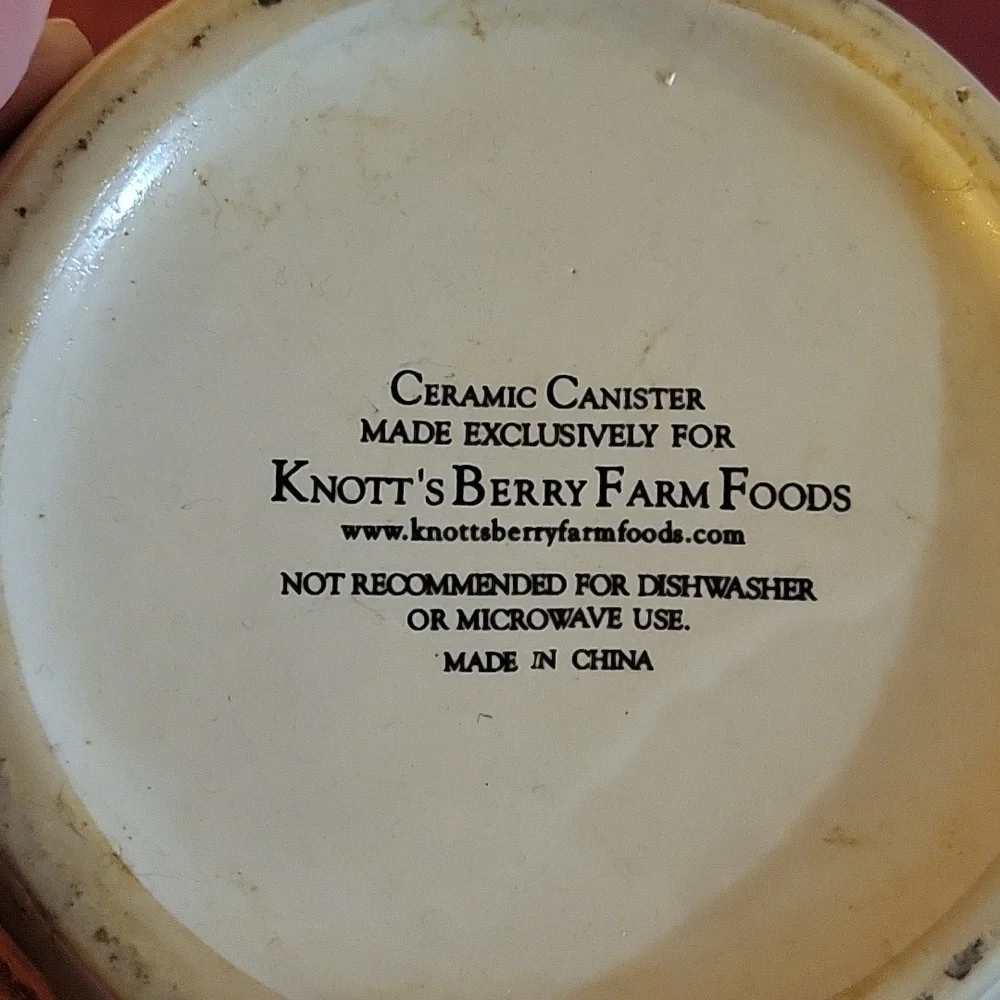 Knott's Berry Farm Ceramic Canister Hinged Lid Cookie Jar Beige & Teal G…